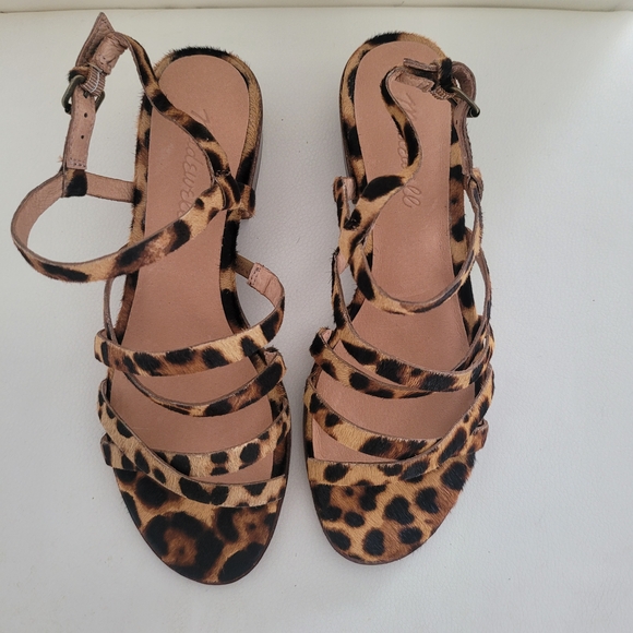 Madewell The Lori Sandal in Leopard Calf Hair Size 6 NEW AH730 - Picture 2 of 15